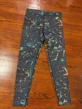 Nike Night City Print Leggings — Black with Neon Accents